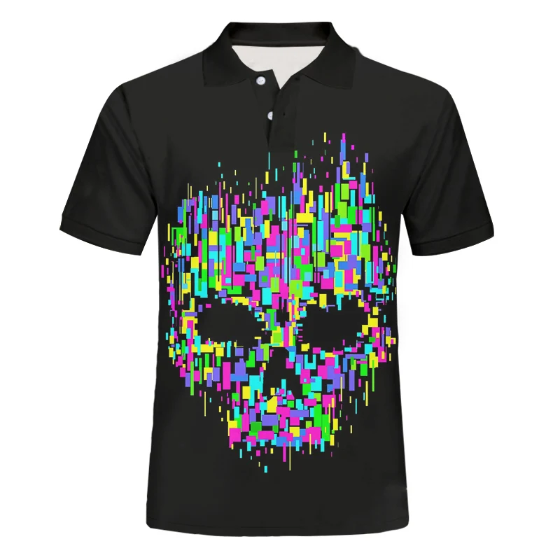 

IFPD EU/US размер мужская одежда Летние Красочные черепа печати короткий рукав рубашки поло 3D принт размера плюс размер Повседневные Дышащие ру...