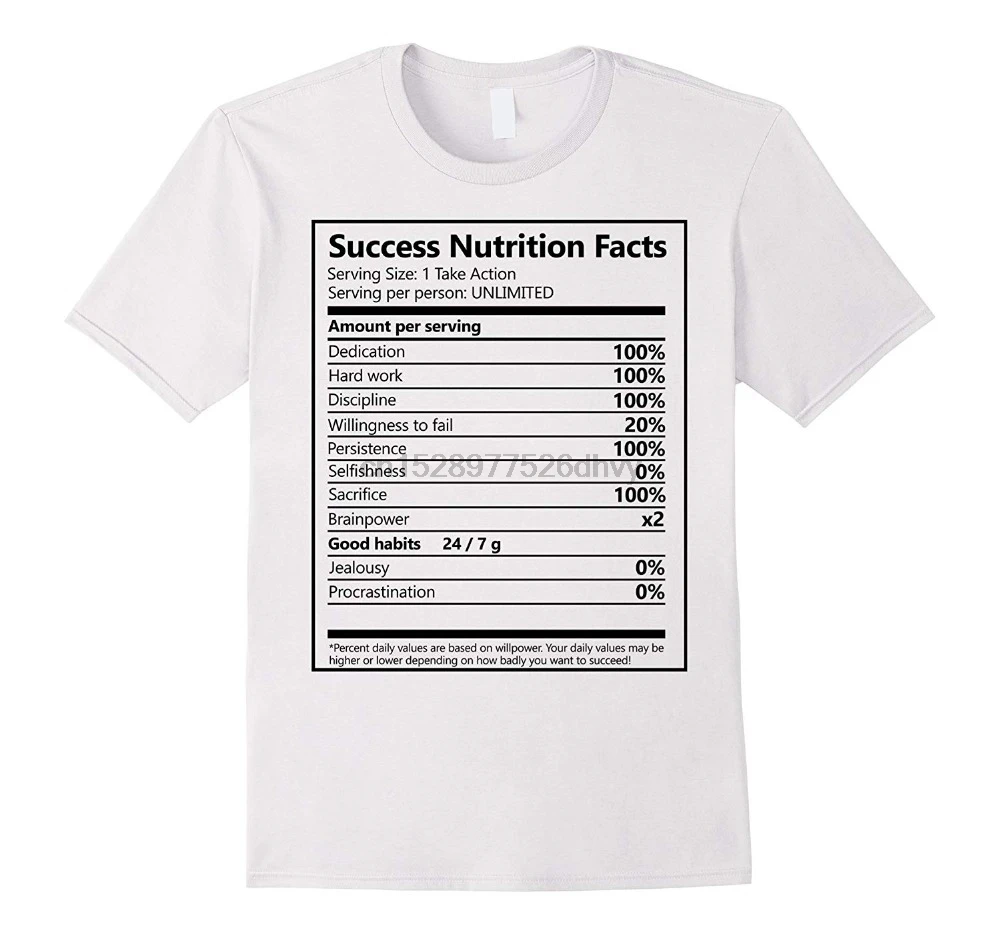 

Men Success Nutrition Facts Entrepreneur Motivation 2019 New Summer Casual O-Neck Color Loose Basic Photo T Shirts