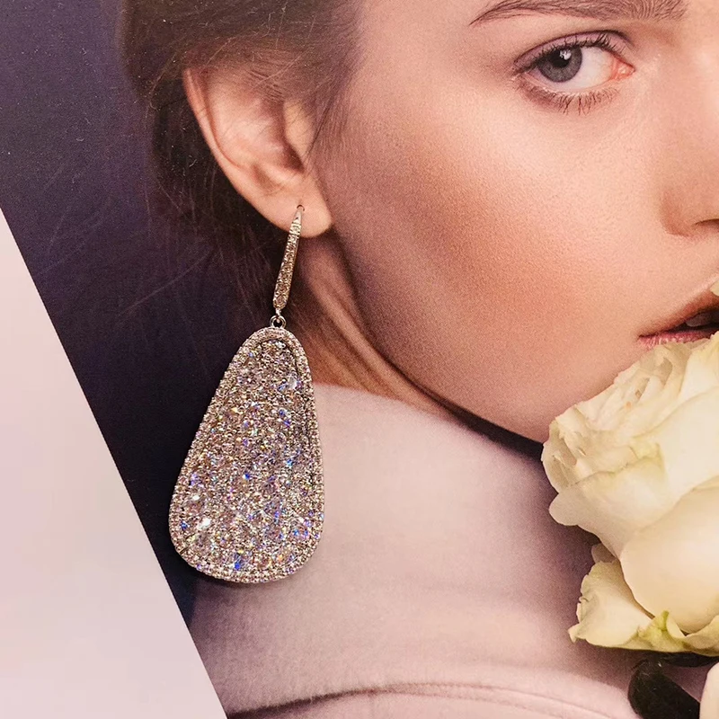 

Micro-set colorful zircon pear-shaped earrings 210322-72