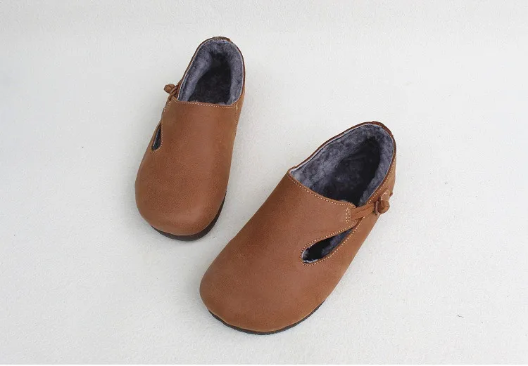 yellow brown Женская обувь на меху из натуральной кожи; лоферы на меху без застежки; коллекция года; зимняя женская обувь; повседневные женские мокасины - Цвет: yellow brown