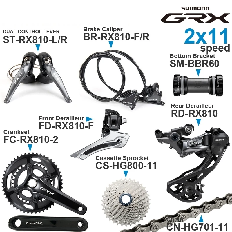 Набор компонентов SHIMANO GRX RX810 2x11 В с переключателем передач кассета переднего
