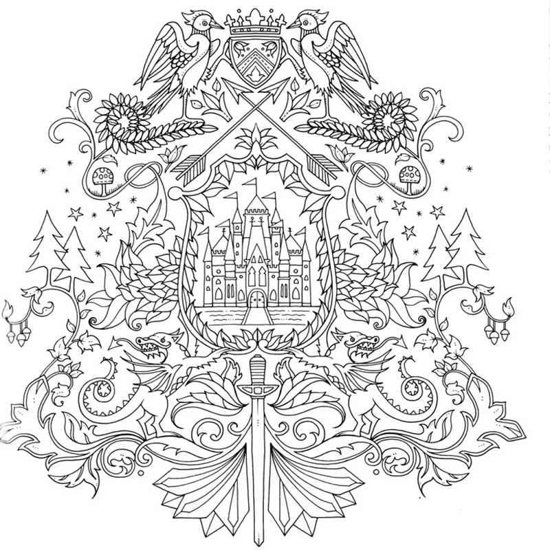 

25 X25 CM 96 Page Magic Forest DIY Adult Graffiti Coloring Notebooks Stress Reliever Learning Painting Notebooks Toys For Kids