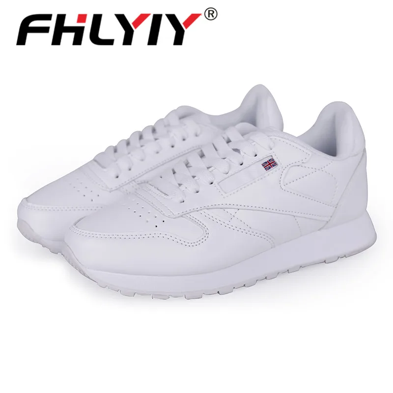 White Fhlyiy/мужские кроссовки из искусственной кожи; женская повседневная кожаная обувь для мужчин; дышащая нескользящая резиновая обувь; большие размеры 36-48; Zapatos De Hombre - Цвет: White