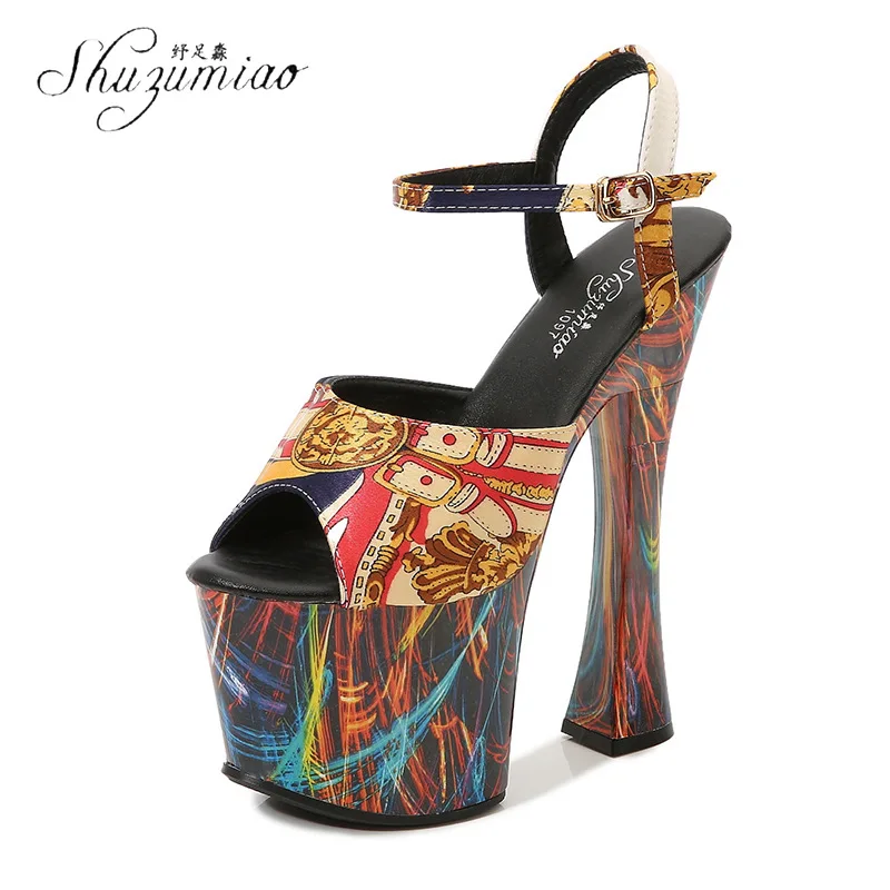 

Новые дизайнерские туфли-лодочки ручной росписи на толстом каблуке для ночного клуба Hate Tiangao на высоком каблуке модельные сандалии для авто...