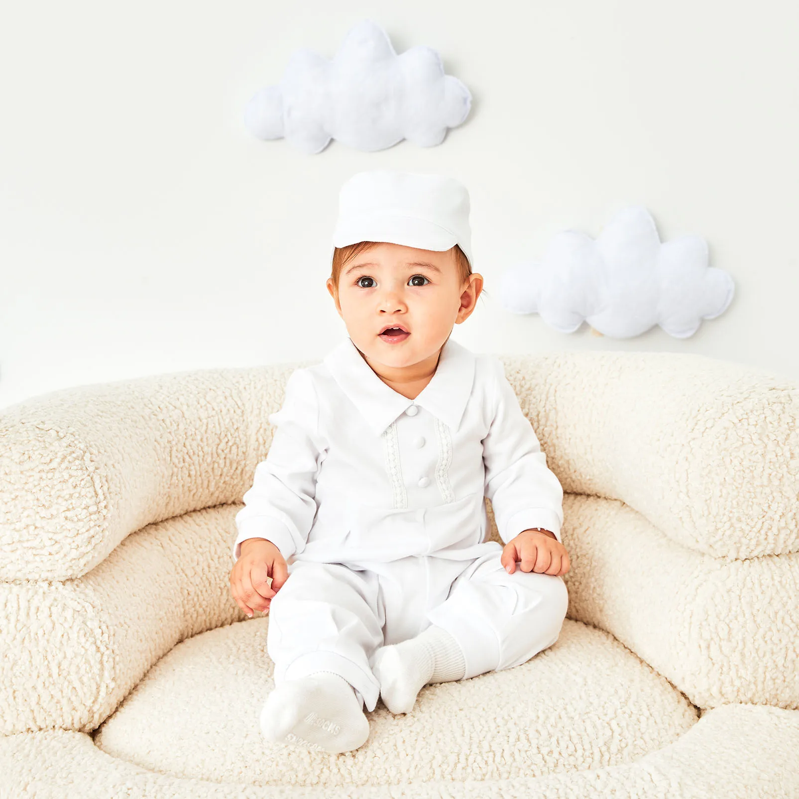 Фото Комбинезон для новорожденных Pureborn, однотонный базовый Детский комбинезон унисекс, жаккардовый хлопковый комбинезон с круглым воротником, ... №3