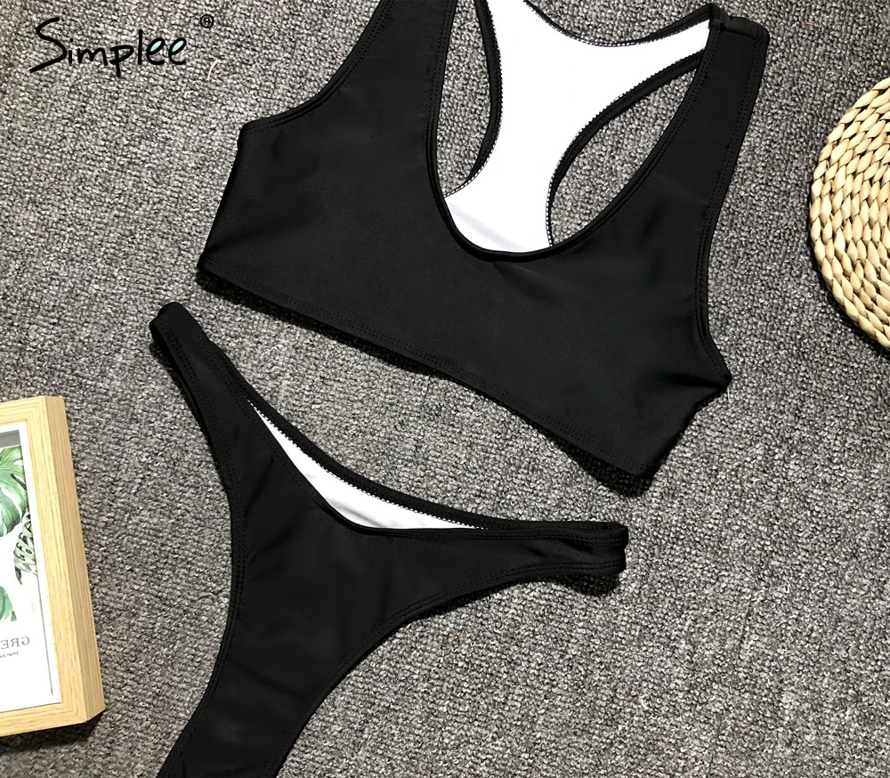 Женский купальник Simplee с высоким вырезом спортивный купальный костюм-бикини