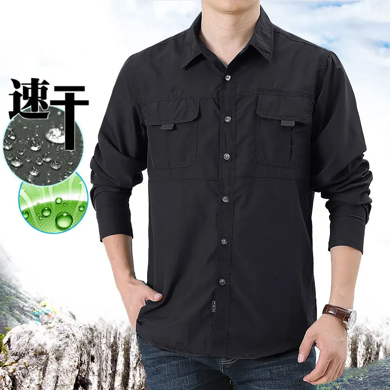 Рубашка Camisa мужская с длинным рукавом дышащая быстросохнущая блузка в стиле