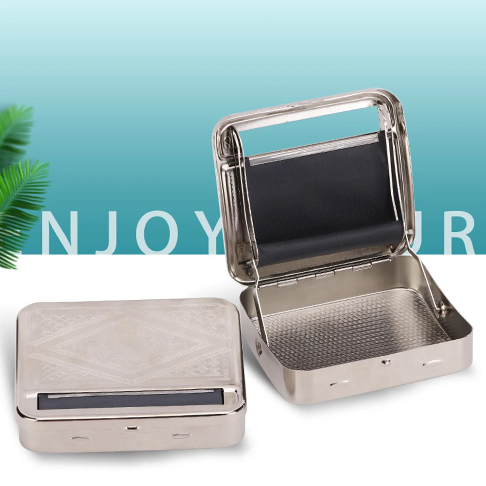 Серебристая металлическая роликовая машина табачный ролик чехол для сигареты 70