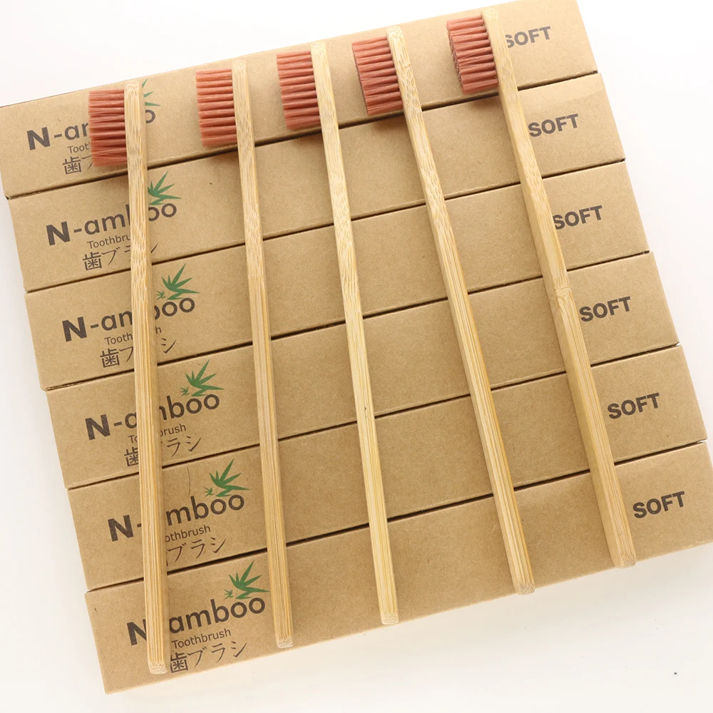 5 упаковок Бамбуковая зубная щетка деревянная для взрослых с мягкой щетиной и