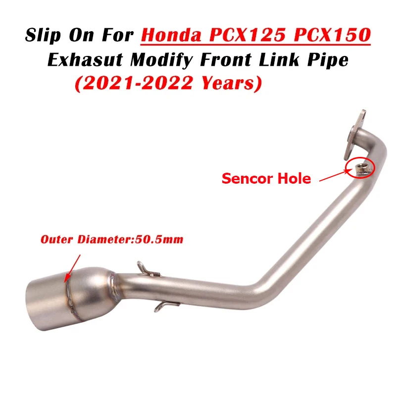 

Slip On For Honda PCX150 PCX125 2020 2021 Motorcycle Exhaust System Escape Front Link Pipe 51mm Connector Stainless Steel
