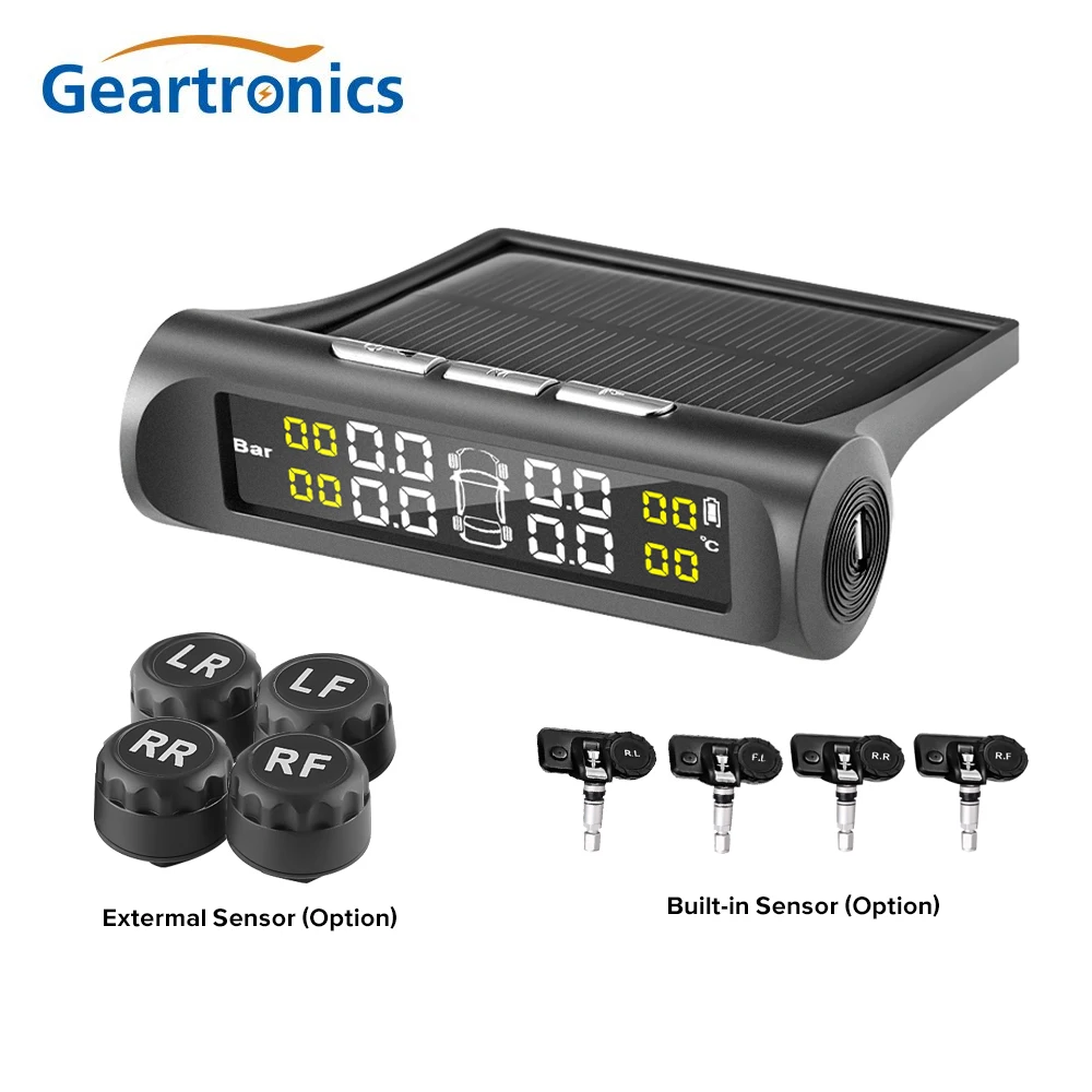 

AN-01 Wireless Car TPMS+4 Sensors Solar+USB Powered Smart Tire Temperature Alarm TMPS Sensors Tire Pressure Monitoring System