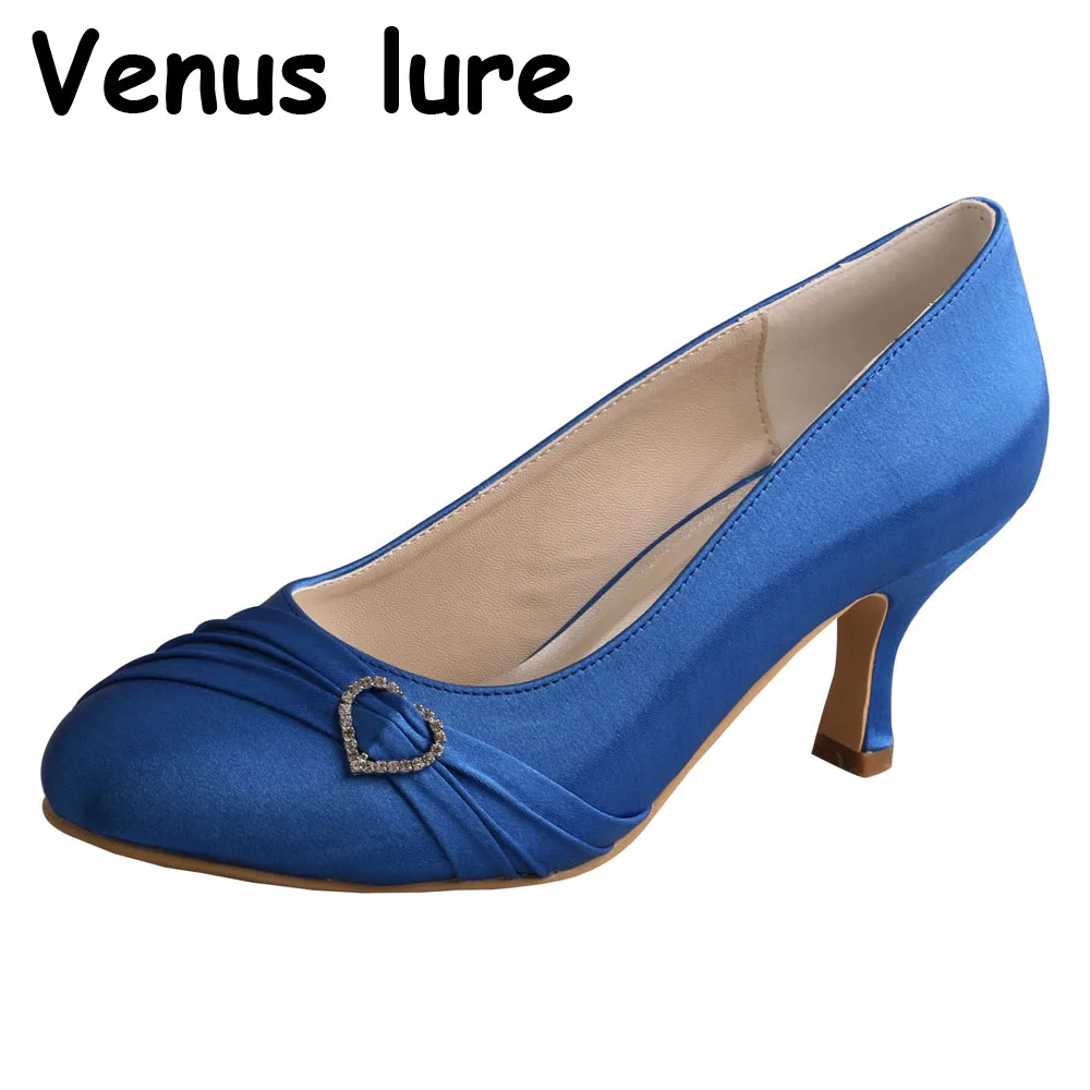 Классические туфли ручной работы с закрытым носком для женщин свадебные синие