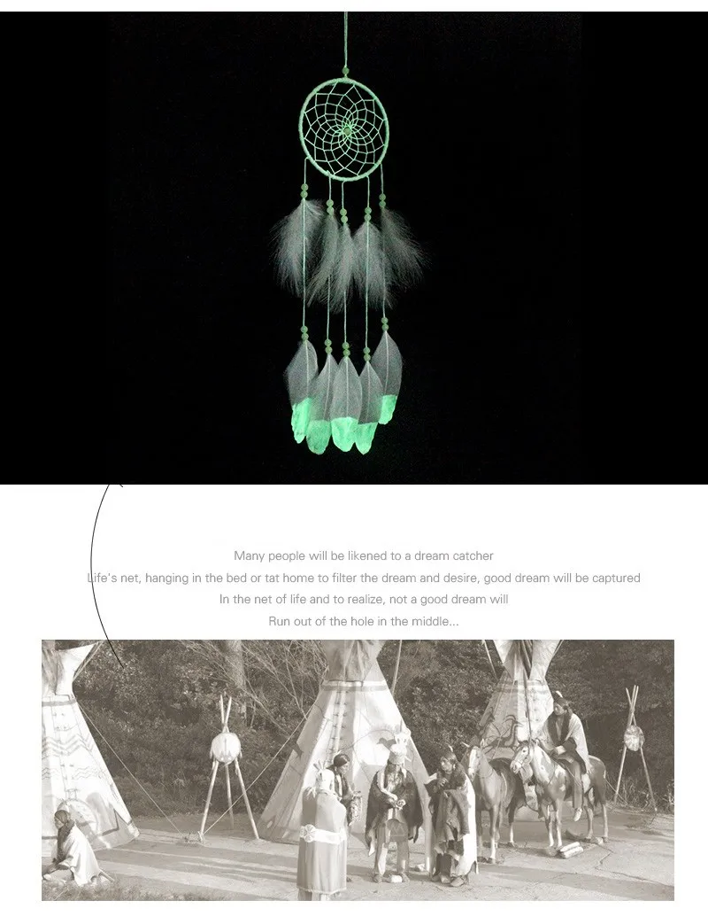 MIAMOR индийский флуоресцентный Ловец снов Noctilucous Wind Chimes& Home настенный подвесной кулон орнамент Ловец снов подарок Amor079