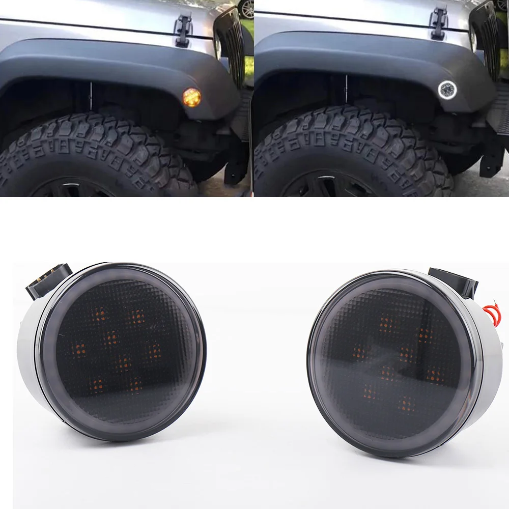 Дым светодиодный передний указатель поворота для Jeep Wrangler JK 07-2018 желтый