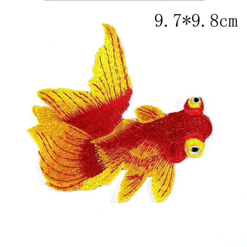 New Golden Fish Applique Embroidered Iron on Cute Patches For Clothes Bag High Quality Sticker Diy Decoration Repair | Дом и сад