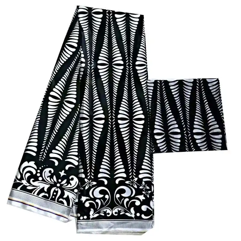 2 + 4 черный и белый Новое поступление атласная шёлковая ткань модный Африканский