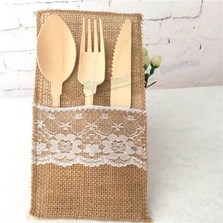 60 шт. одноразовые деревянные столовые приборы из березы 20 см | Дом и сад