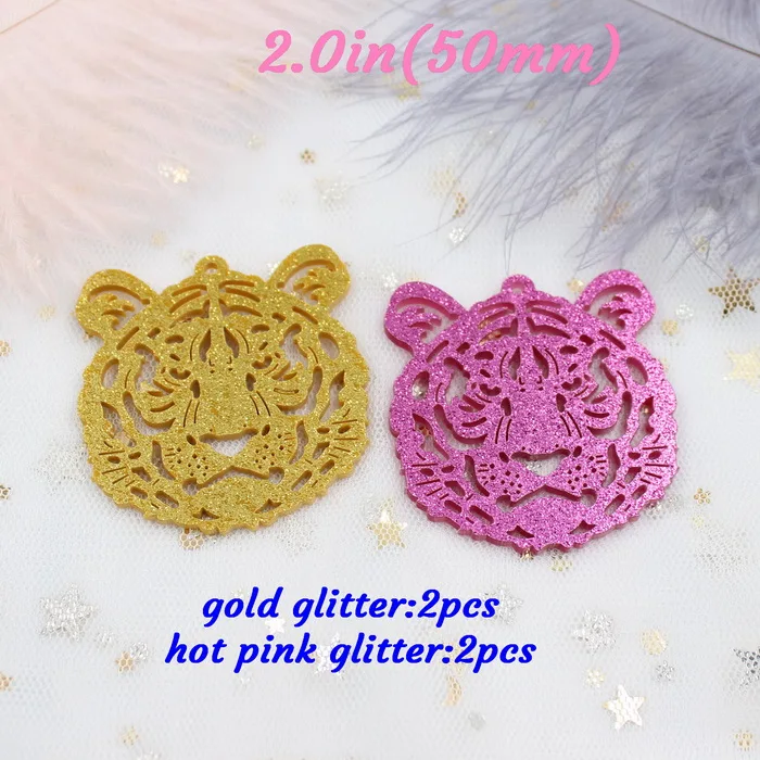 pink glitter 4pcs 50 мм акриловые серьги с тигром Смешанные Серьги Черный Белый Розовый/мятно-желтый темно-фиолетовый/матовый/зеркальный/блестящий тигр "-AC1277KO - Окраска металла: pink glitter 4pcs