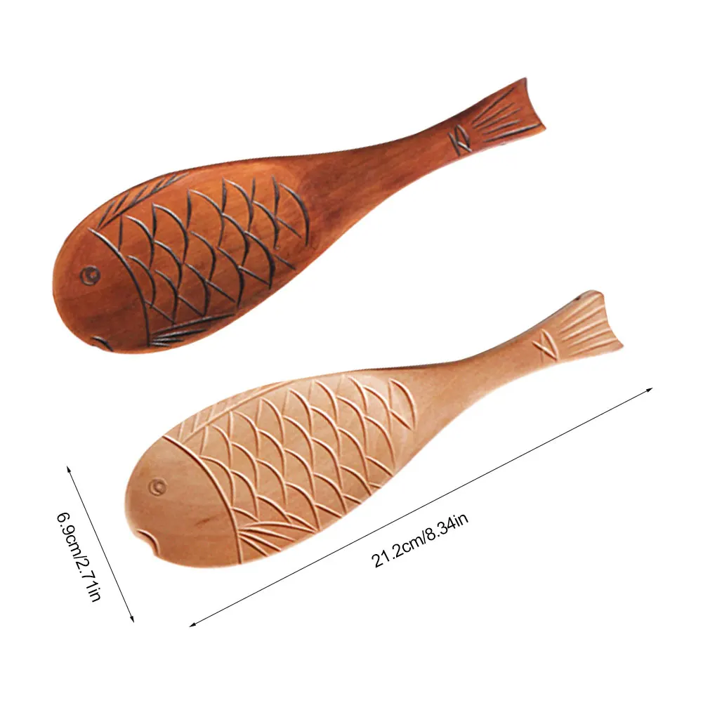 

Creative Wooden Shovel Rice Spoon Hand Polished Solid Color Fish Shape Wooden Fish Rice Scoop Firm kitchenware for Rice Soup