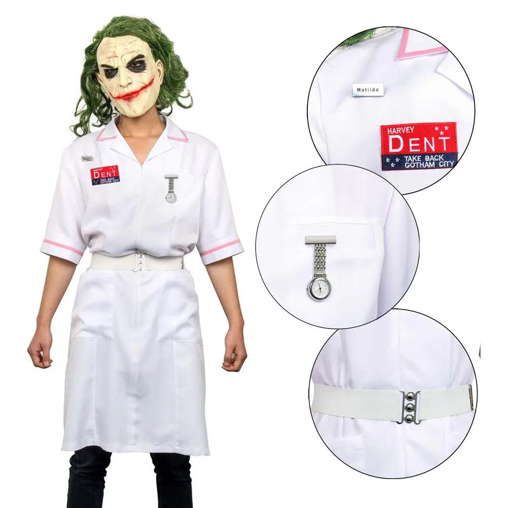 Белая униформа медсестры Джокера из фильма ужасы Темный рыцарь косплей Хэллоуин