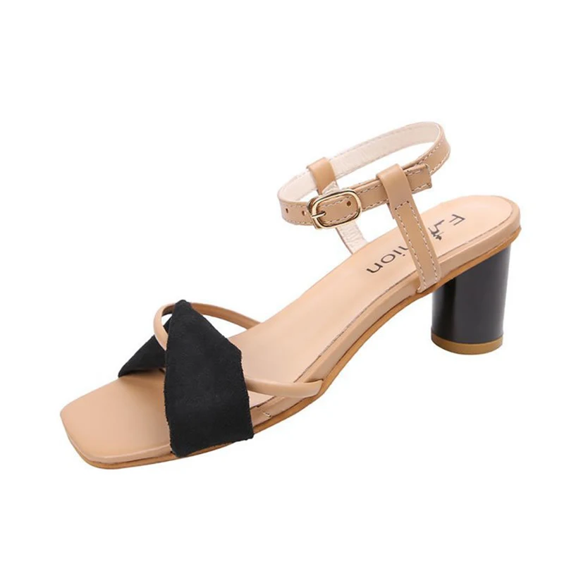 

Woman Thick High Heels Ankle Strap summer Square root sandals casual flat beach shoes women non-slip shoes NVLX35