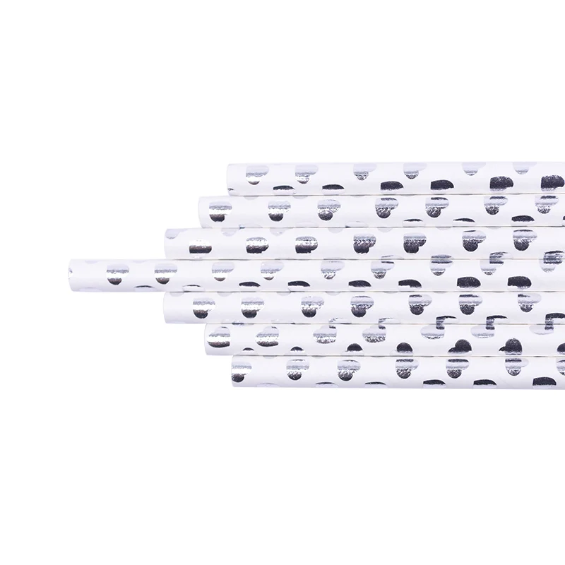 

25/50pc Multicolor Rose Gold Silver Pink Blue Foil Star Heart Striped Paper Drinking Straws For Wedding Birthday Christmas Decor