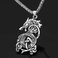 new personality retro viking dragon pendant necklace for mens fashion sliding animal hanging necklace accessories party gift