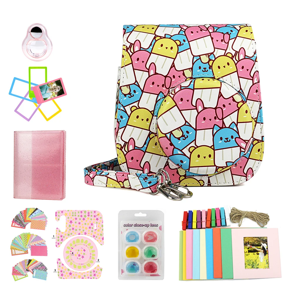 

Комплект аксессуаров CAIUL для Fujifilm Instax Mini 11 чехол для камеры Мгновенной Печати-милый мороженое