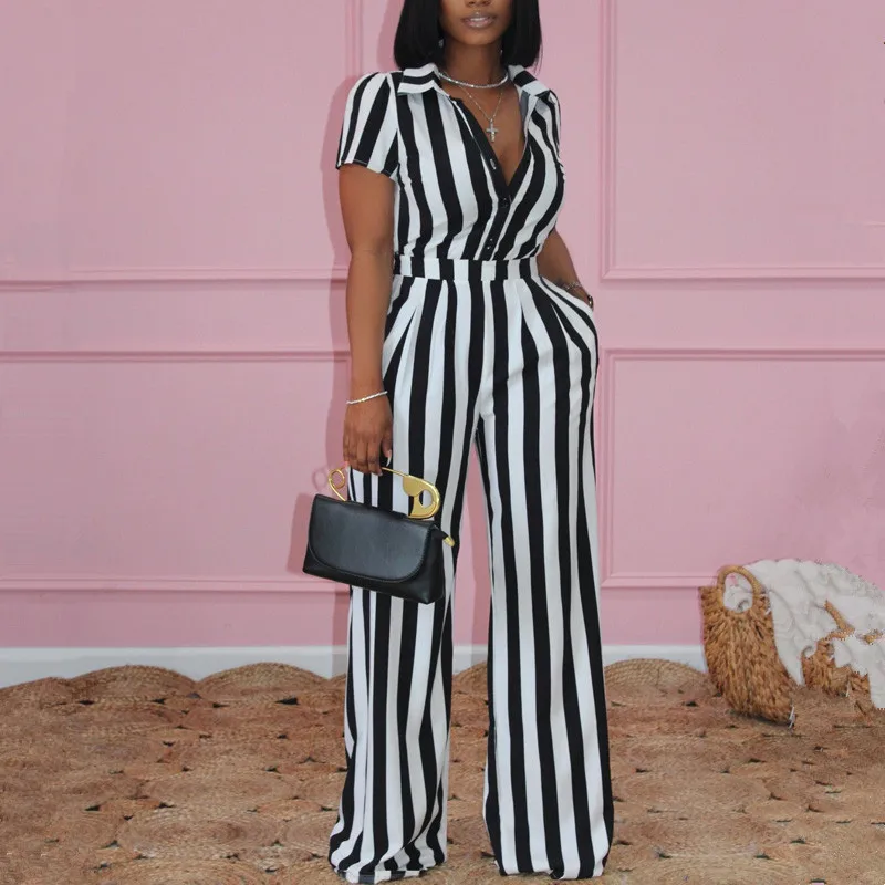 

Fashion Women's Set Summer Casual Two Piece Set Striped Print Short Sleeve Tops Shirt And Pants Set Bottom Suit Outfits