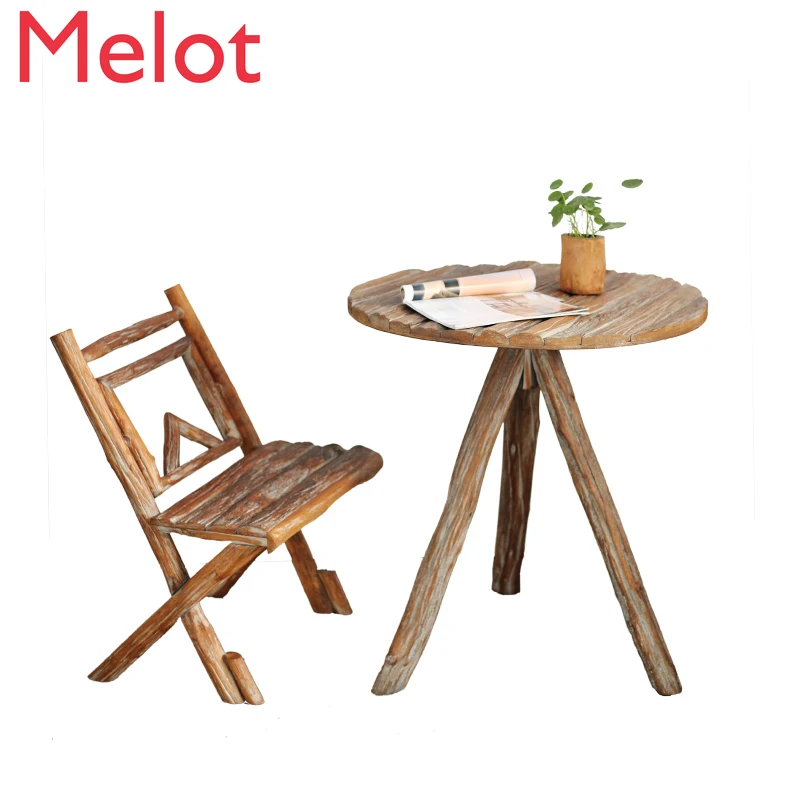 

Стул ретро Состаренный уличный комбинированный костюм для двух или трех человек декоративная мебель из массива дерева для дома и улицы