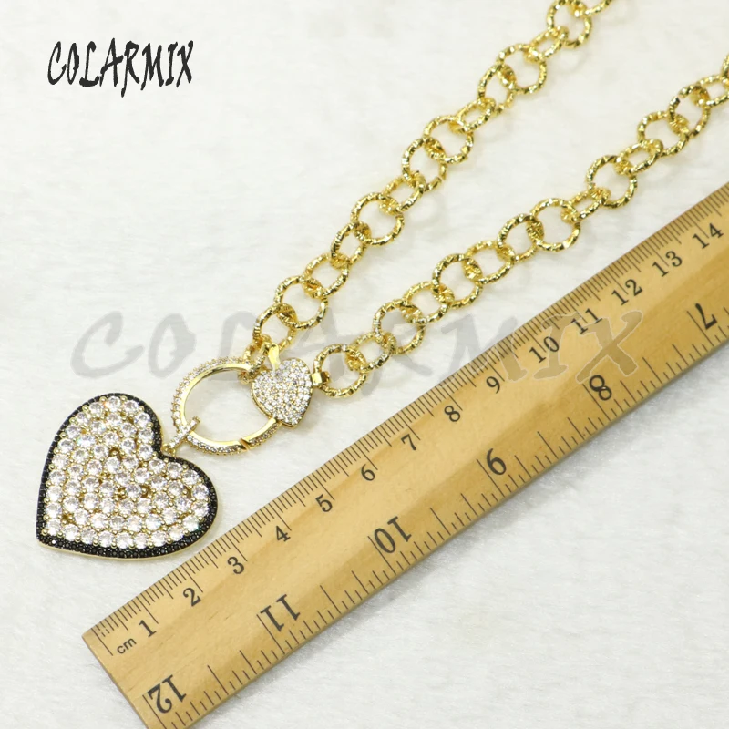 Ожерелье с подвеской в виде большого сердца из хрустального циркония 2 шт.