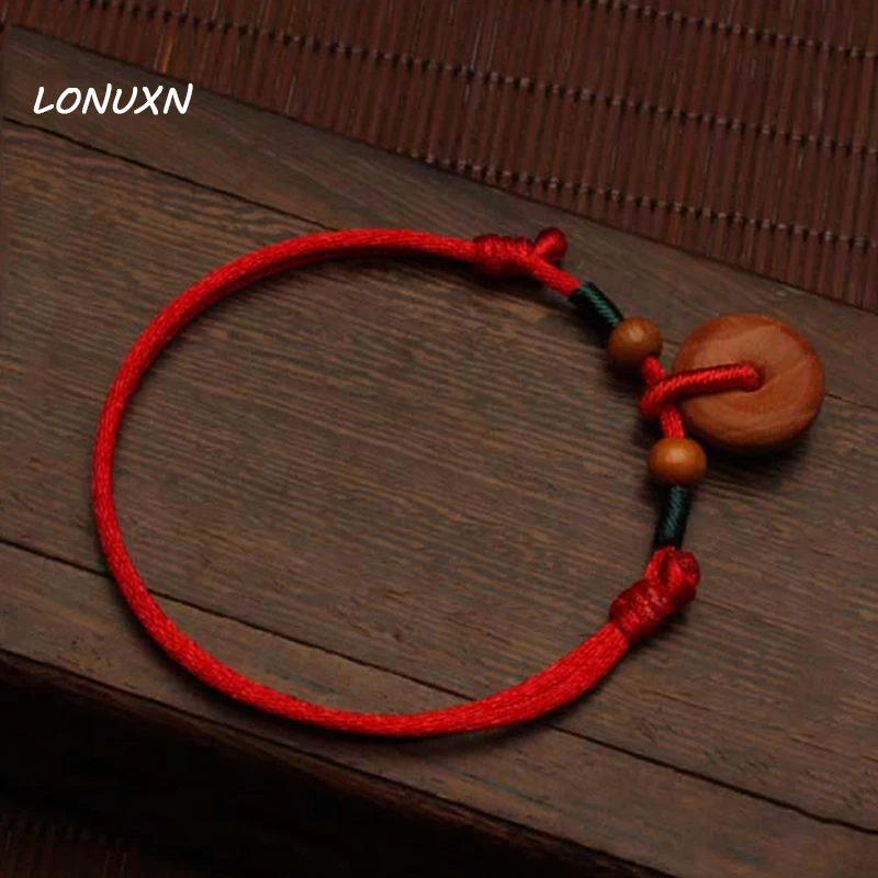 

Handmade Baby Peach Lucky Buckle Couple Opening Peach Wooden Carving Buddhist Prayer Bead Mala Buddha Bracelet Bangle Jewelry