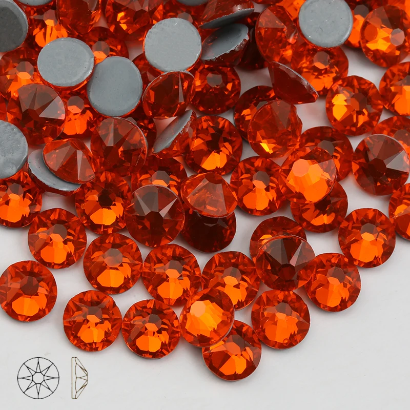 hyacinth 8 big 8 small cutting surface Hot Fix Crystal Rhinestones Glass Hotfix Strass Stone Crystals AB Iron on Clothes - Color: hyacinth