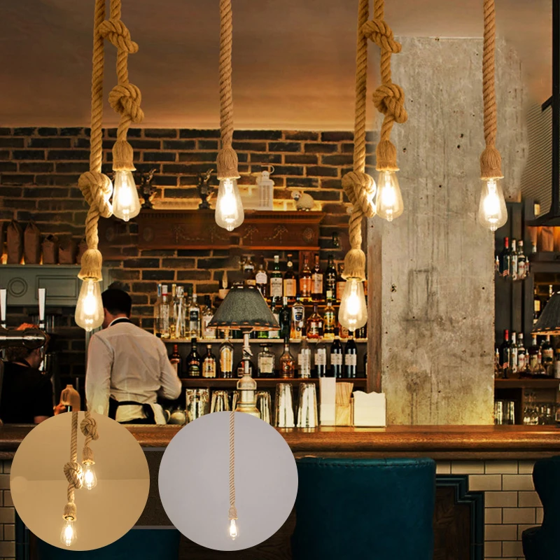 E27 винтажная креативная индивидуальная промышленная Лофт люстра из пенькового