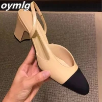 2020 spring europe fashion high heels sandals ladies party dress shoes pointed toe slingback shoes women mixed colors sandals