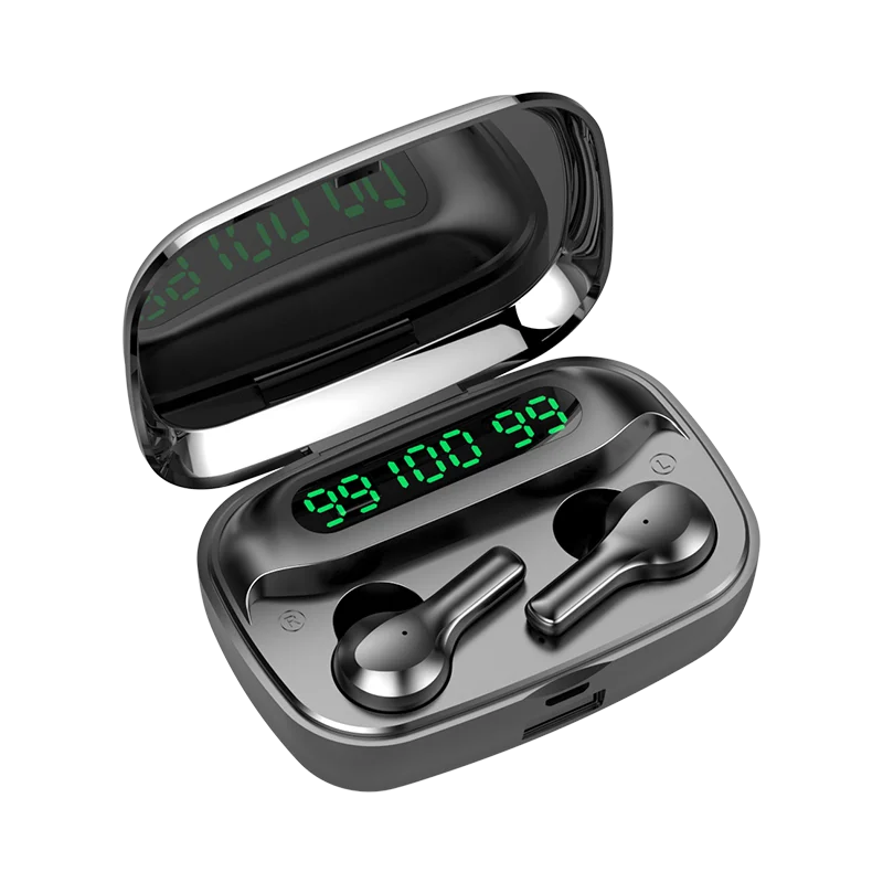 Фото Беспроводные Bluetooth-наушники R3, TWS, со светодиодной подсветкой, с микрофоном, с сенсорным управлением, 2000 мА · ч, с шумоподавлением №3