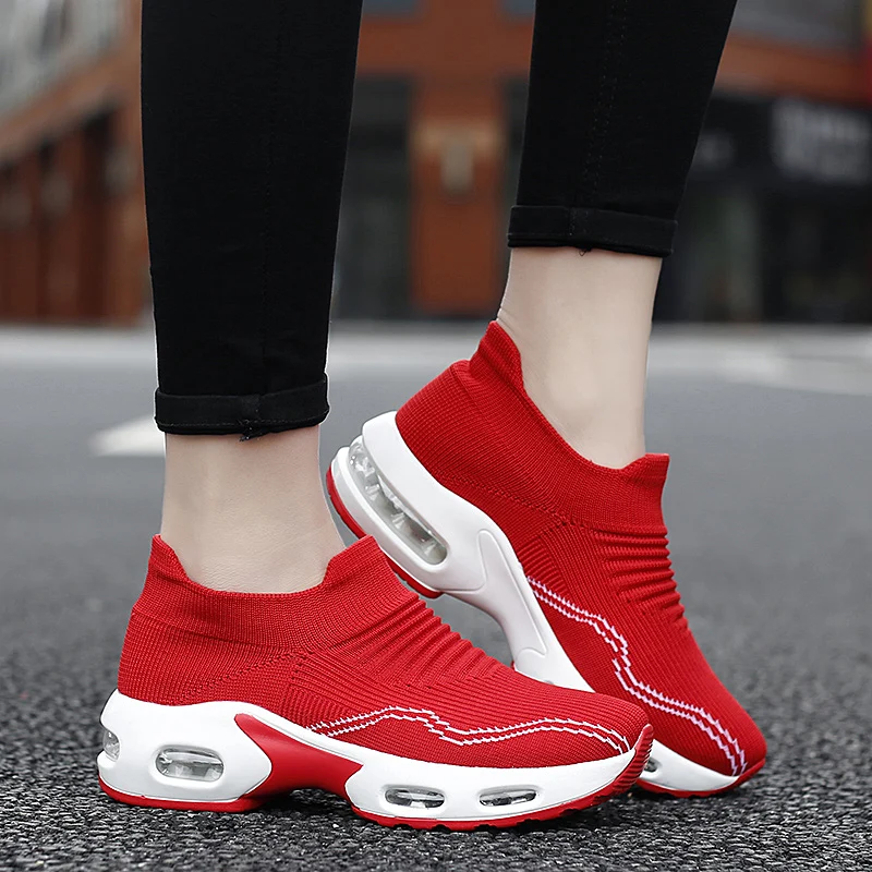 Модные женские повседневные летающие тканые туфли носки 7 цветов женская обувь с