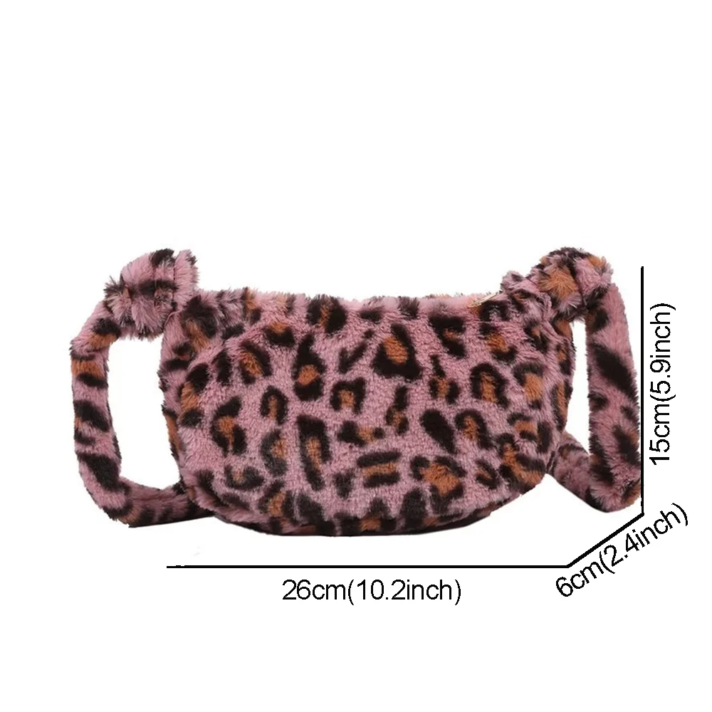 

Fashion Faux Fur Leopard Bag Women's Shoulder Bags Soft Plush Cheetah Printing Women Crossbody Bag Animal Printed Women's Bags