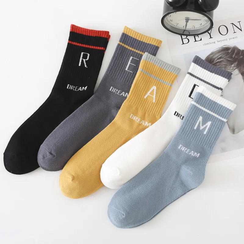

Cartoon Women Socks Letter Cotton Sock Lovely Ladies Colorful Unisex High Casual Soft Sox Girls Spring Autumn Trendy Skarpetki