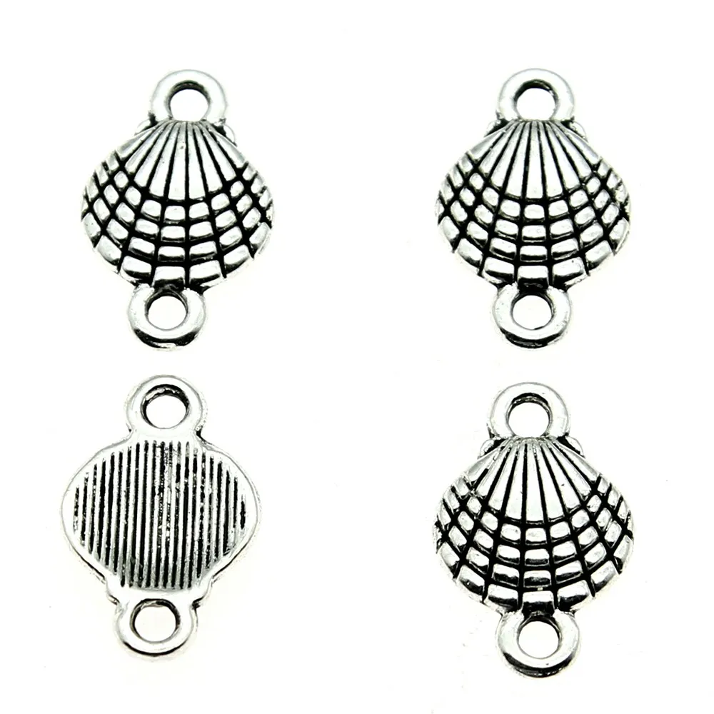 

20pcs Shell Charms Connector Handmade Accessories Antique Silver Color 10x16mm For Jewelry Making