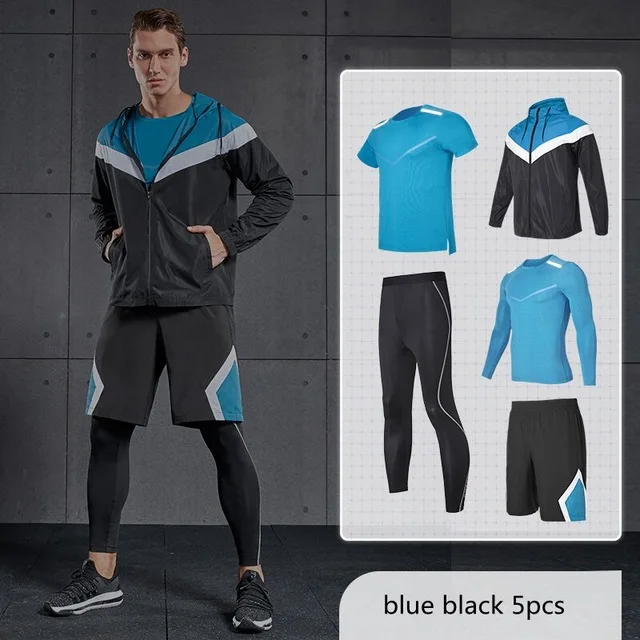 Vansydical, мужские спортивные комплекты для бега, для тренировок, бега, спортивная одежда, для занятий спортом, физкультурой, костюмы, 5 шт., для спортзала, баскетбола - Цвет: B2
