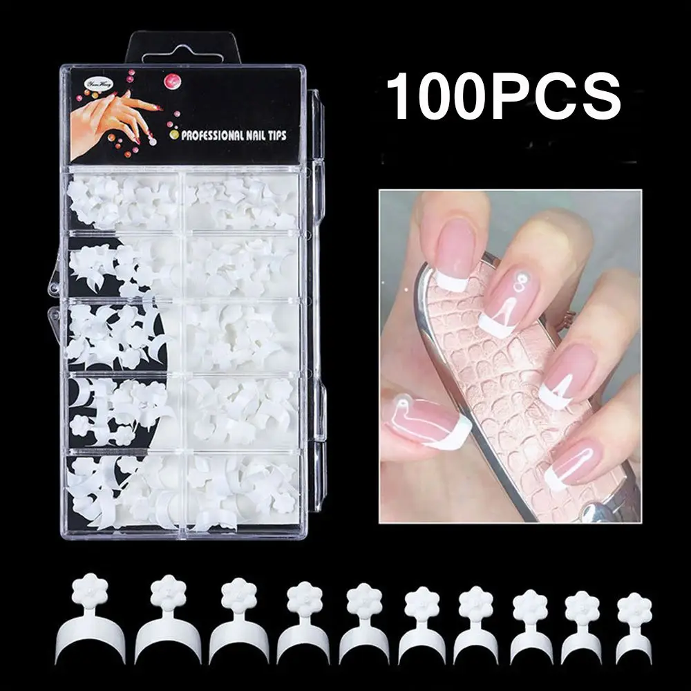 

100 PCS Lengthening Nail Piece Plum Blossom Moon Manicure Piece Detachable ABS New French Side Nail Piece Fashion Manicure