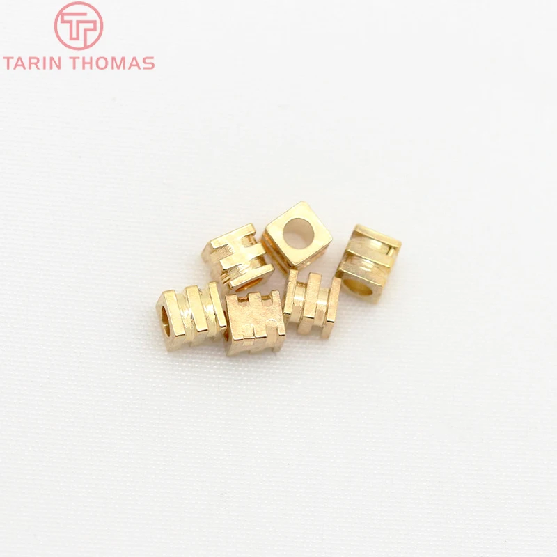 20PCS 3x3.5MM 24K Champagne Gold Color Plated Brass Square Beads Bracelet High Quality Diy Jewelry Accessories | Украшения и