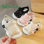 Сандалии Claladoudou Детские сетчатые, дышащие однотонные босоножки с закрытым носком для маленьких девочек, мягкая обувь на плоской подошве для вечеринки, 12-16 см