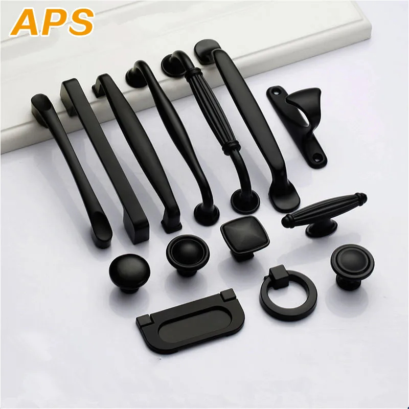 Черные ручки для мебели и шкафа кухонные ящиков шкафа| |