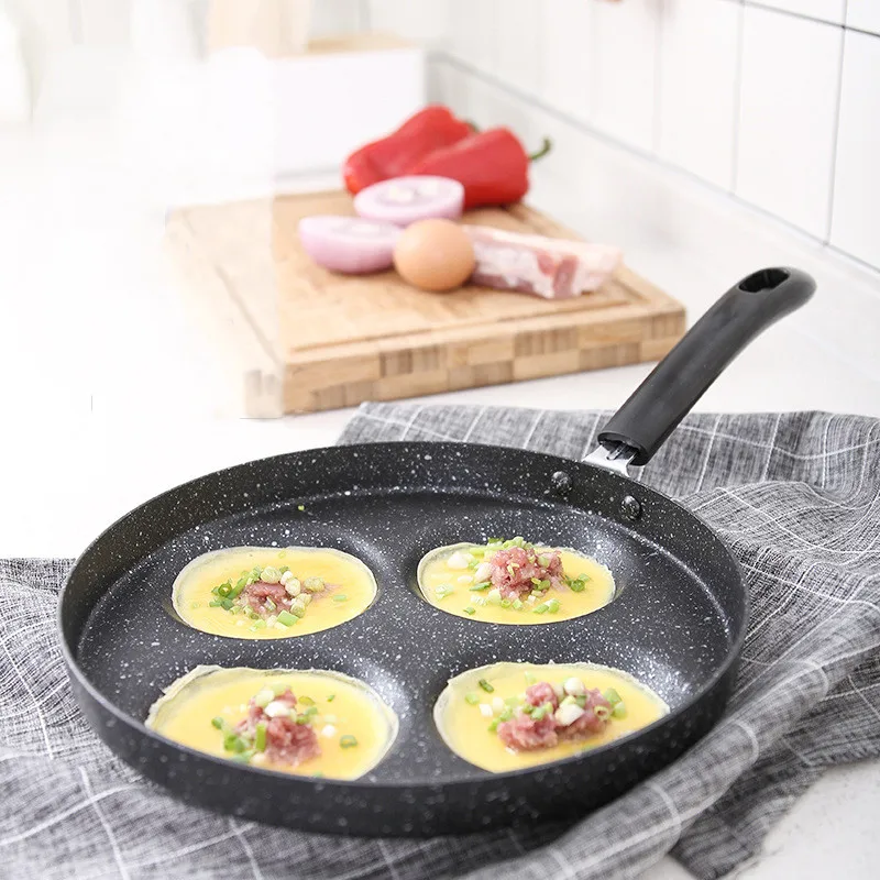 

24cm Four-hole Flat-bottomed Frying Pan Omelette Pan Steak Pan Maifan Stone Breakfast Pan Cooking Pan Non-stick Pan