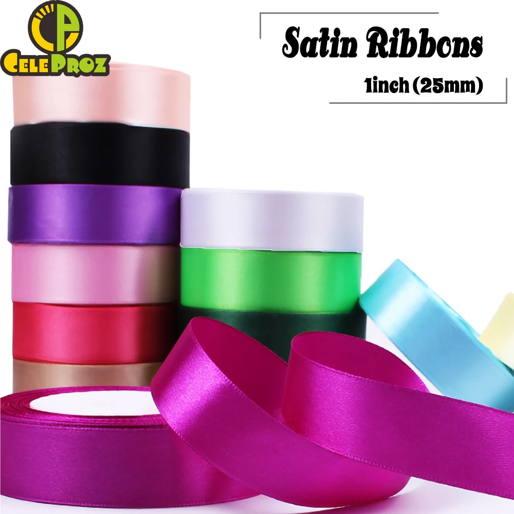 Атласная лента 1 дюйм 25 мм ярдов шелковая атласная f для рукоделия бант ручной