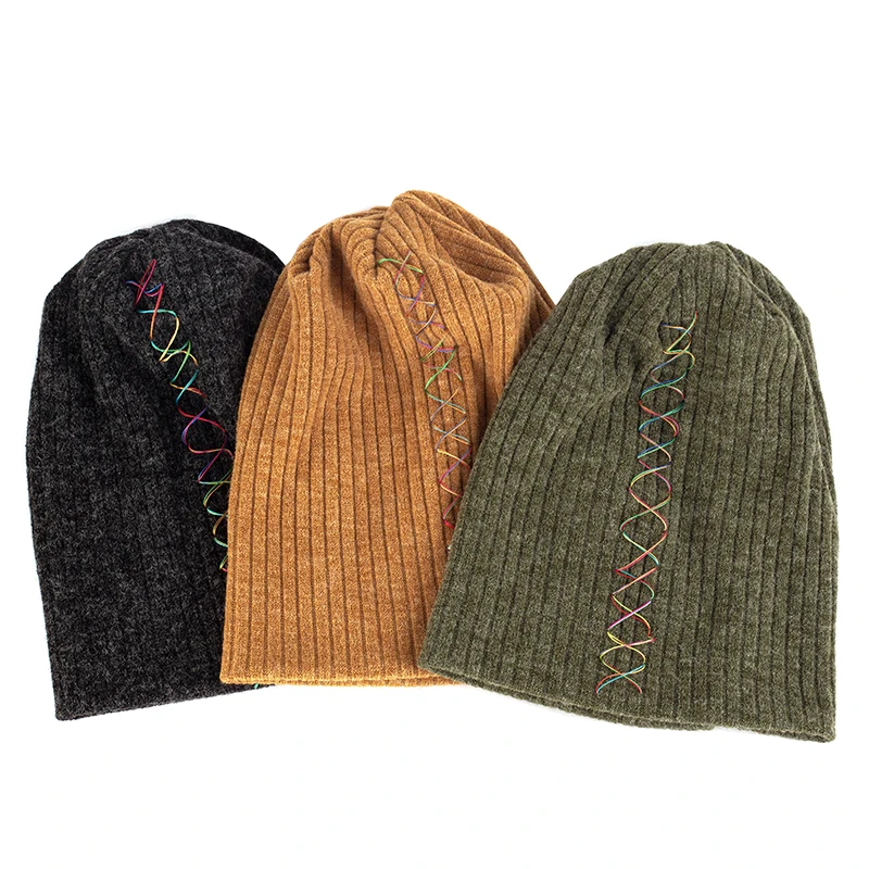

Solid Caps With Color Cross Line Hot Sale Female Male Skullies Beanies Spring Autumn New Candy Colors Beanie Hat Kpop Style