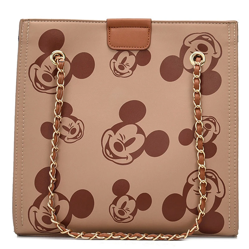

Модная женская сумка через плечо Disney с мультяшным Микки Маусом, вместительная роскошная дизайнерская сумочка из искусственной кожи на цепо...