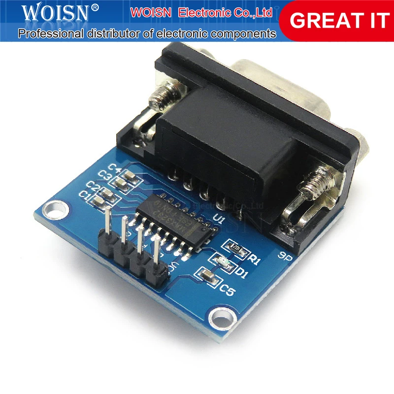 Модуль преобразователя последовательного порта 2 шт./лот MAX3232 RS232 в TTL DB9 коннектор